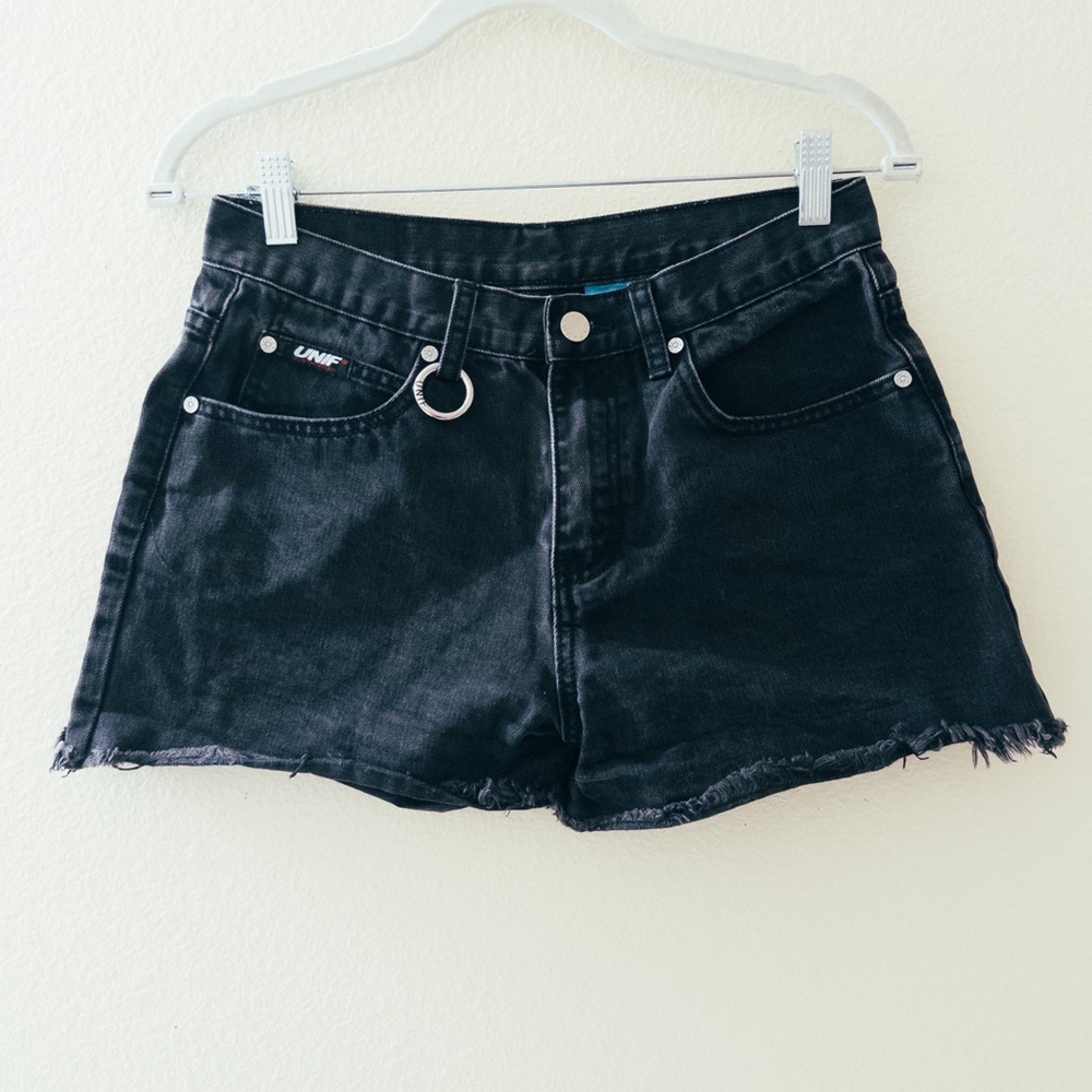 UNIF Distressed Black Denim Jean Shorts Women’s Size 26